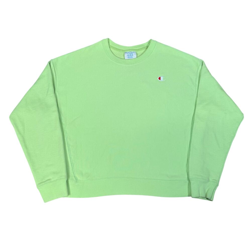 Champion Reverse Weave Sweatshirt Light Green Boxy Cropped Fit Crewneck XL